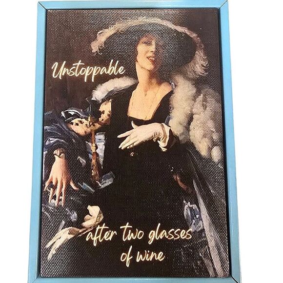 At Home Unstoppable After Two Glasses of Wine Framed Canvas Wall Decor - Picture 2 of 5
